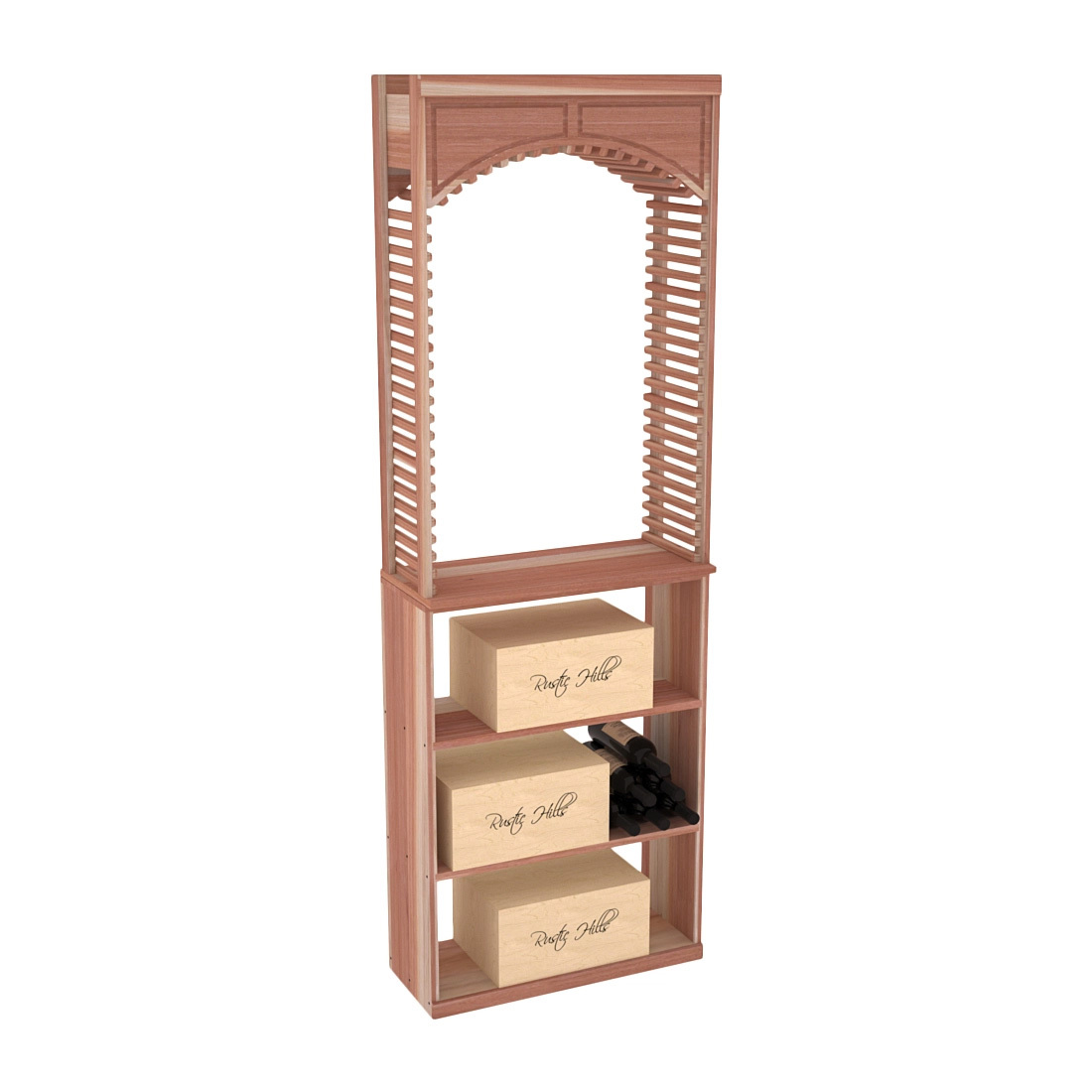 InstaCellar 26" Cellar Arch / Case Bin / Solid Top Combo – Premium Redwood / Unstained