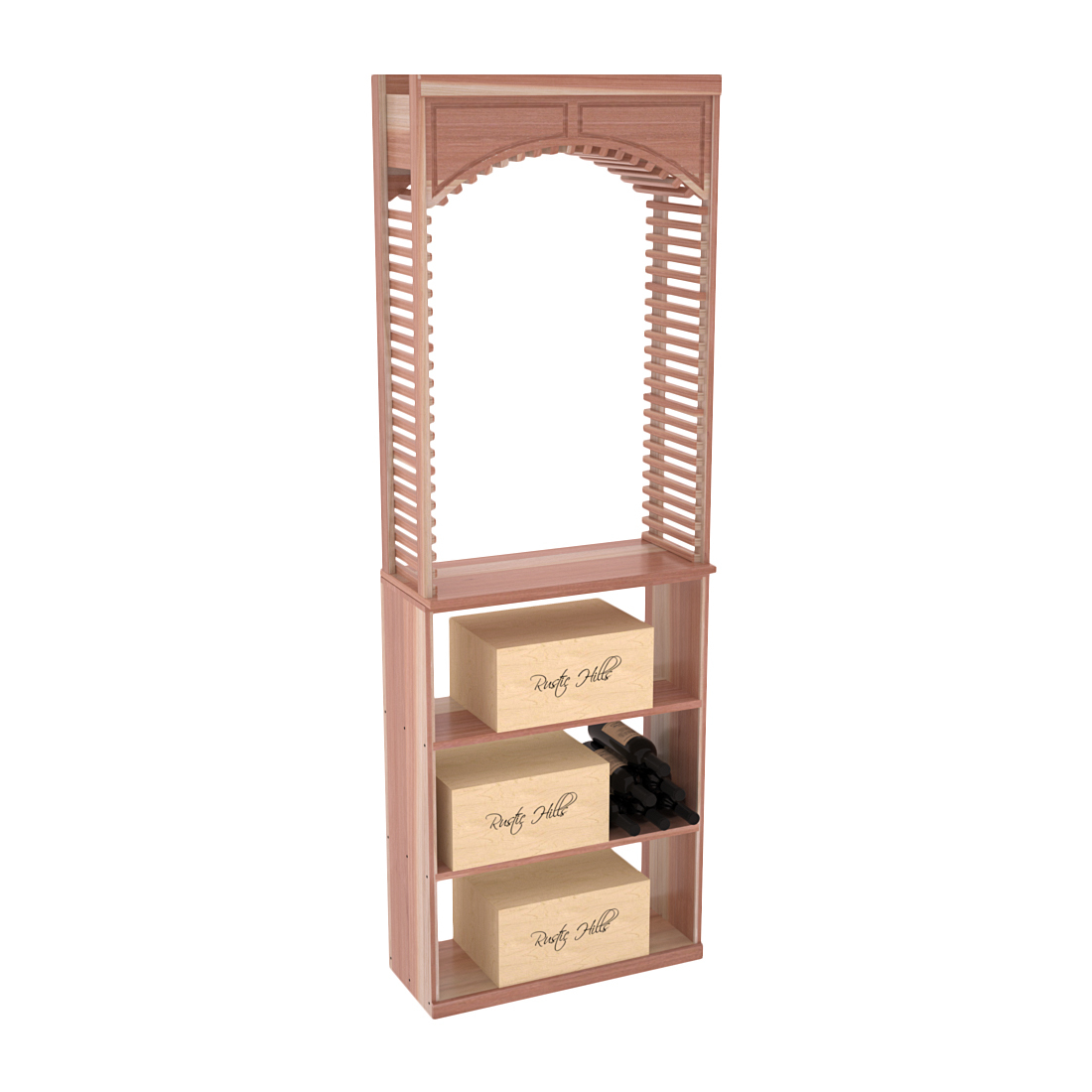 InstaCellar 26" Cellar Arch / Case Bin / Solid Top Combo – Premium Redwood / Unstained