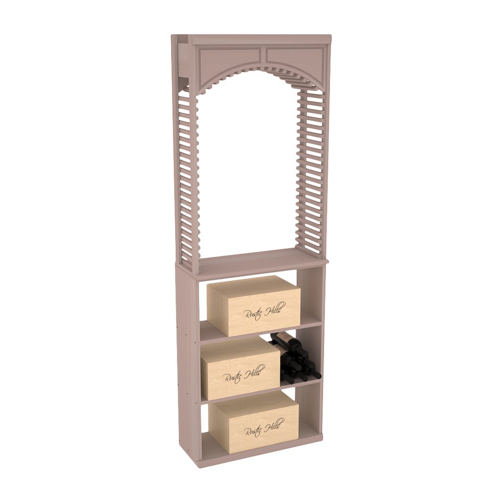 InstaCellar 26" Cellar Arch / Case Bin / Solid Top Combo – Premium Redwood / Greywash stained