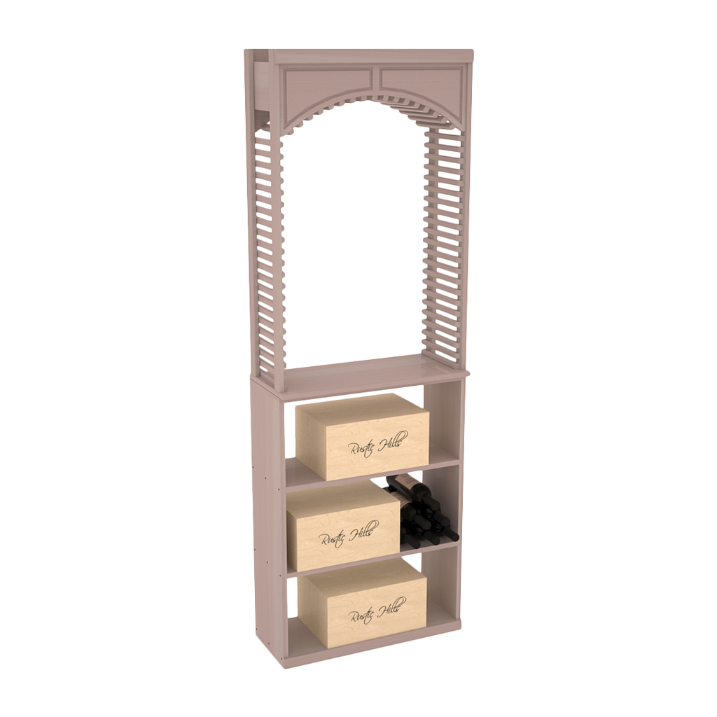 InstaCellar 26" Cellar Arch / Case Bin / Solid Top Combo – Premium Redwood / Greywash stained