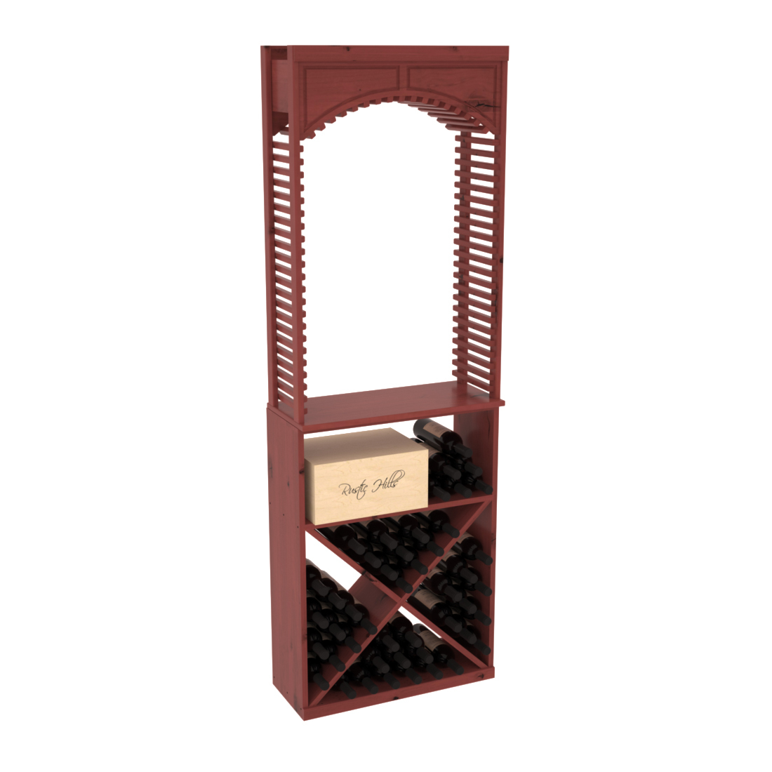 InstaCellar 26" Cellar Arch / X Bin / Solid Top Combo – Knotty Alder / Cherry stained