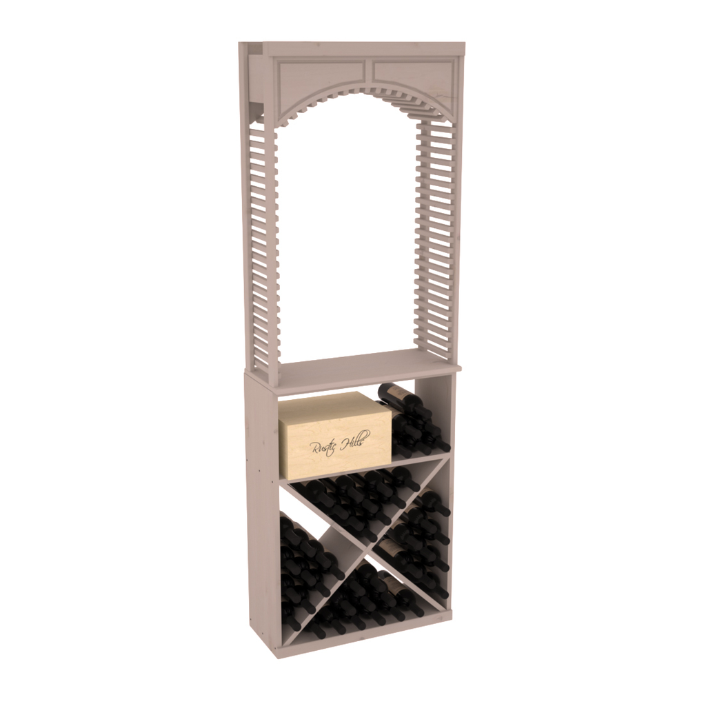 InstaCellar 26" Cellar Arch / X Bin / Solid Top Combo – Knotty Alder / Greywash stained