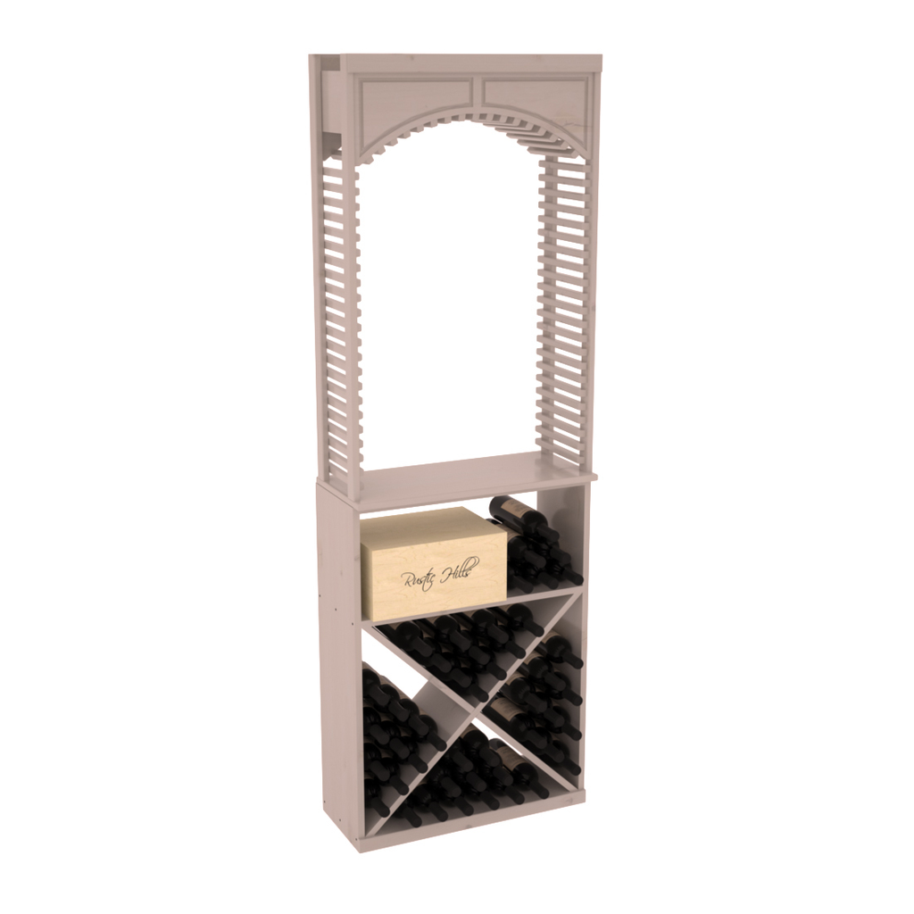 InstaCellar 26" Cellar Arch / X Bin / Solid Top Combo – Knotty Alder / Greywash stained