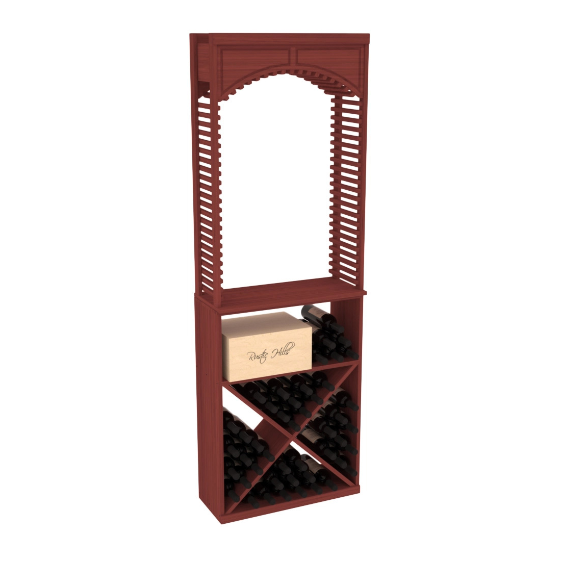 InstaCellar 26" Cellar Arch / X Bin / Solid Top Combo – Grand Mahogany / Cherry stained