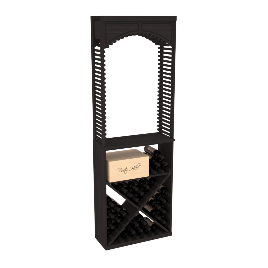 InstaCellar 26" Cellar Arch / X Bin / Solid Top Combo – Grand Mahogany / Black stained