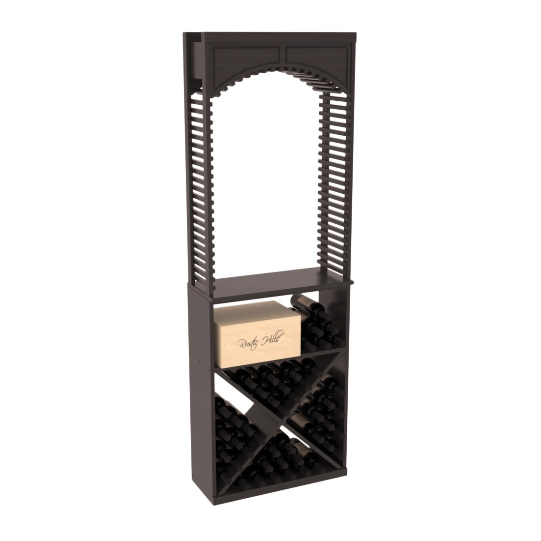 InstaCellar 26" Cellar Arch / X Bin / Solid Top Combo – Grand Mahogany / Black stained