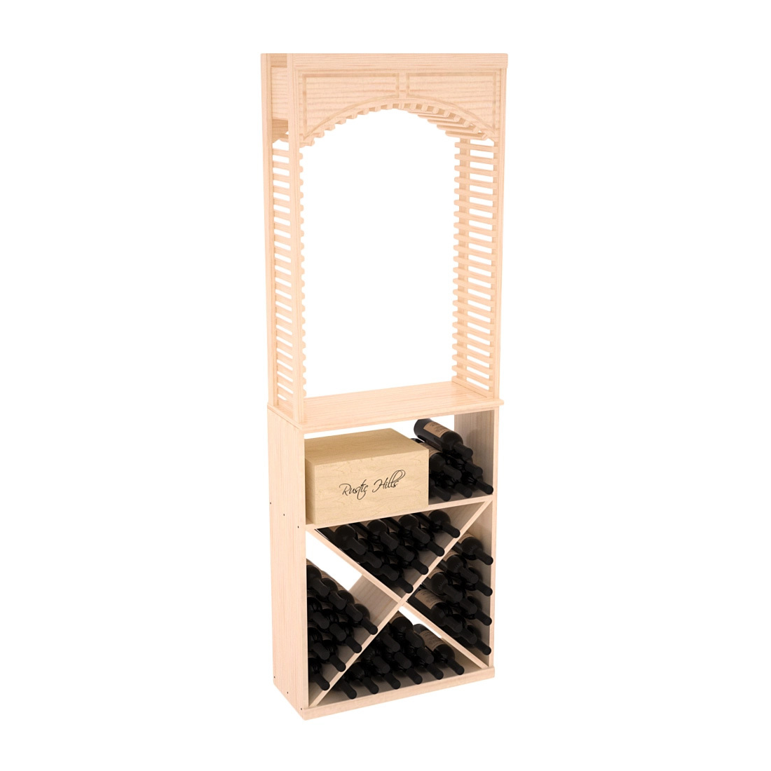 InstaCellar 26" Cellar Arch / X Bin / Solid Top Combo – Ponderosa Pine / Unstained