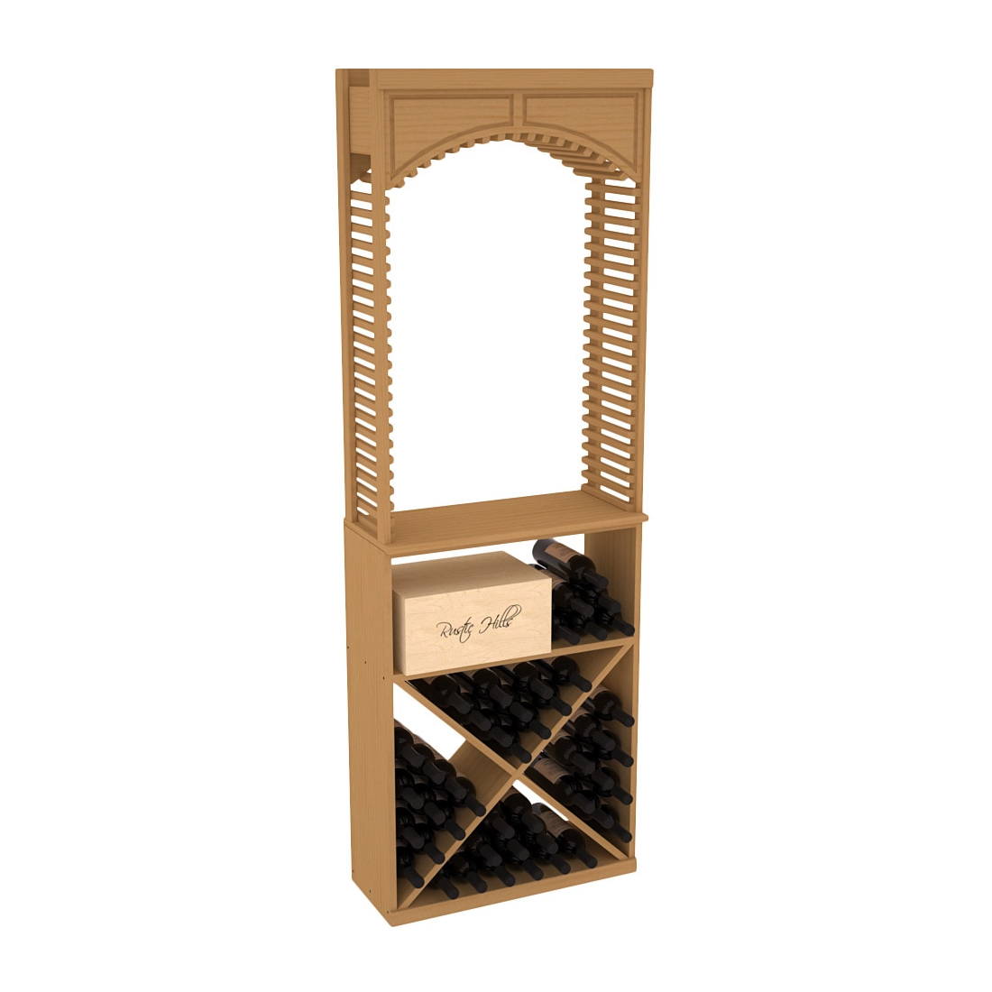 InstaCellar 26" Cellar Arch / X Bin / Solid Top Combo – Ponderosa Pine / Oak stained