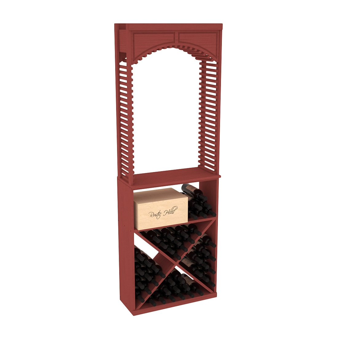 InstaCellar 26" Cellar Arch / X Bin / Solid Top Combo – Ponderosa Pine / Cherry stained