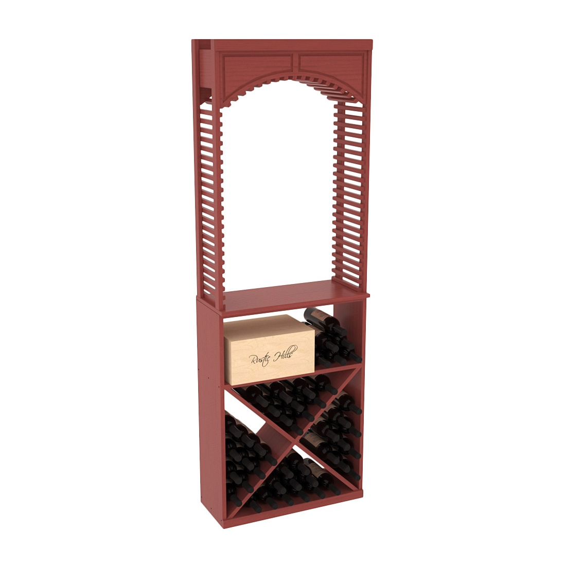 InstaCellar 26" Cellar Arch / X Bin / Solid Top Combo – Ponderosa Pine / Cherry stained