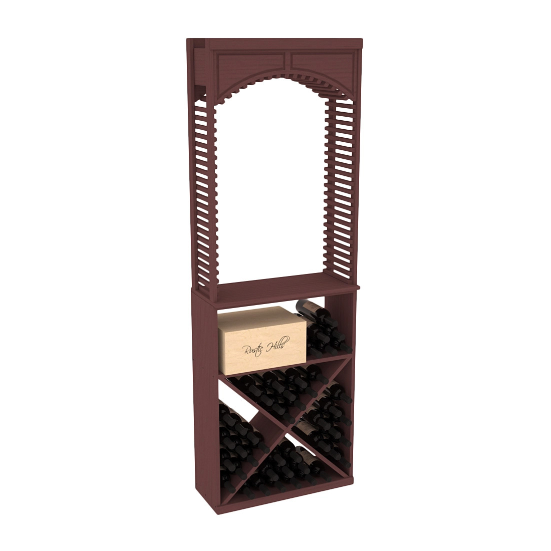 InstaCellar 26" Cellar Arch / X Bin / Solid Top Combo – Ponderosa Pine / Walnut stained