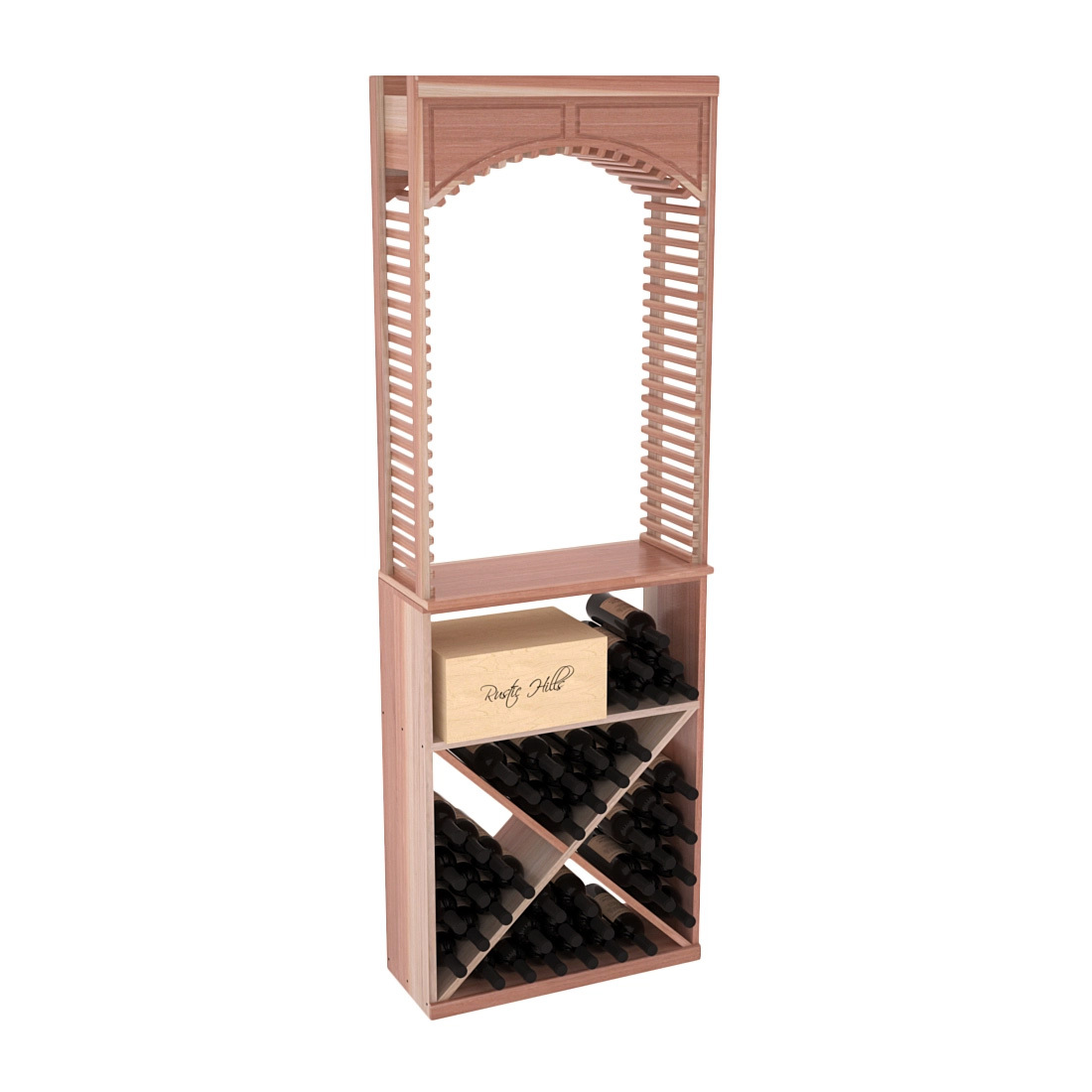 InstaCellar 26" Cellar Arch / X Bin / Solid Top Combo – Premium Redwood / Unstained