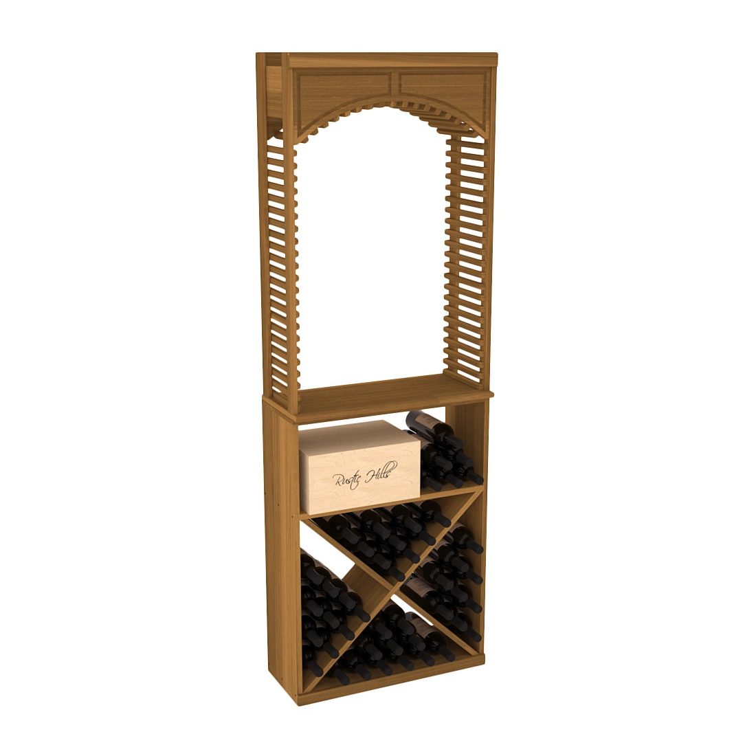 InstaCellar 26" Cellar Arch / X Bin / Solid Top Combo – Premium Redwood / Oak stained