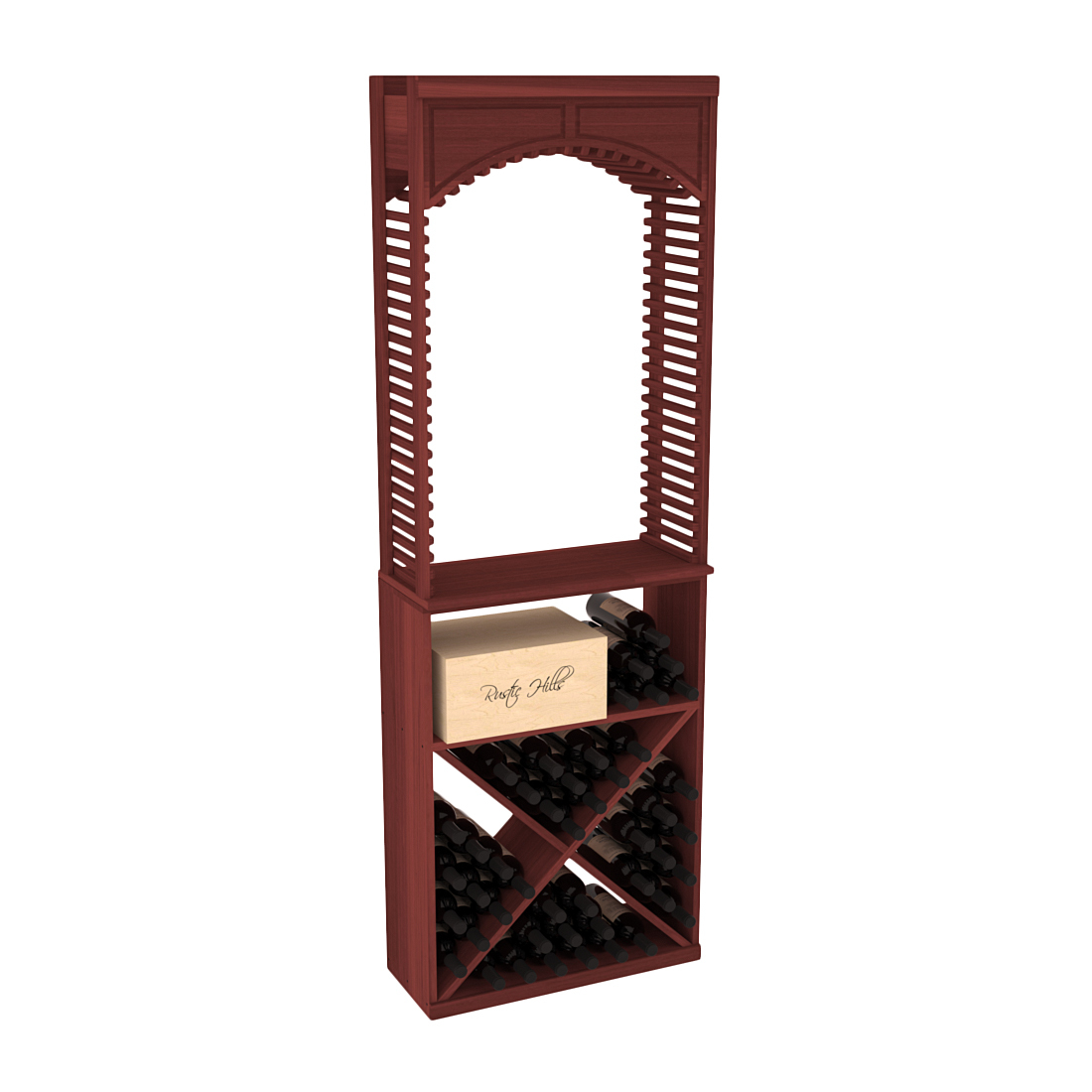 InstaCellar 26" Cellar Arch / X Bin / Solid Top Combo – Premium Redwood / Cherry stained
