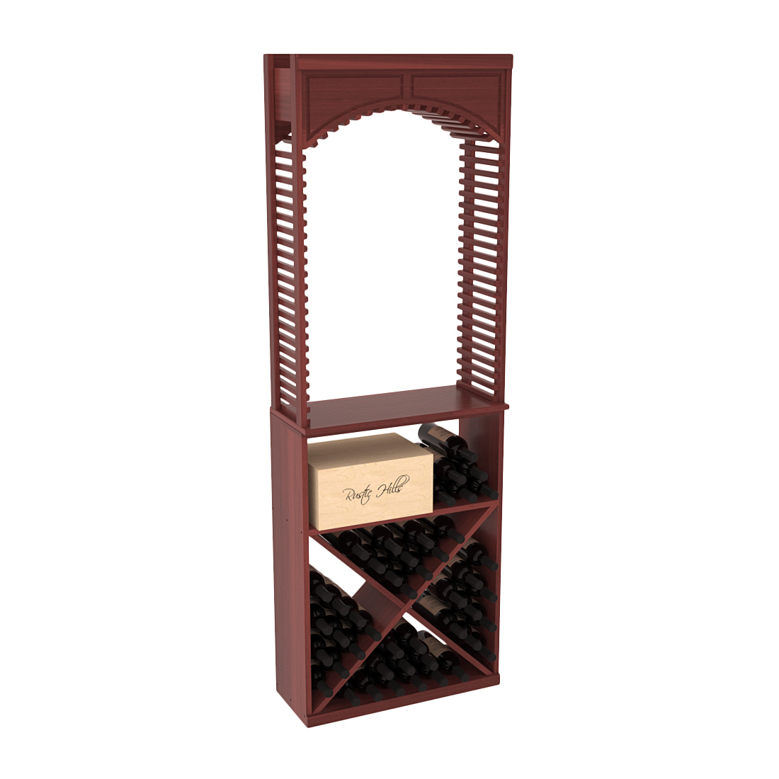 InstaCellar 26" Cellar Arch / X Bin / Solid Top Combo – Premium Redwood / Cherry stained