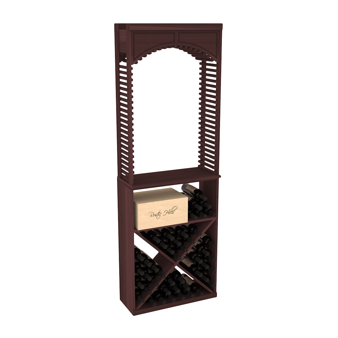 InstaCellar 26" Cellar Arch / X Bin / Solid Top Combo – Premium Redwood / Walnut stained