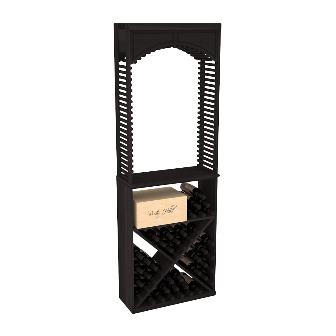 InstaCellar 26" Cellar Arch / X Bin / Solid Top Combo – Premium Redwood / Black stained