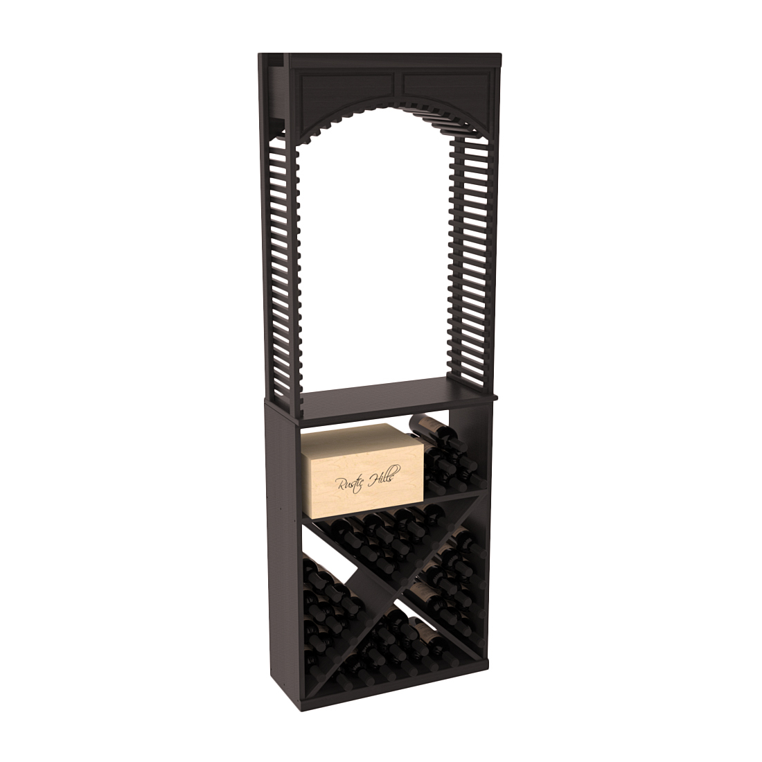 InstaCellar 26" Cellar Arch / X Bin / Solid Top Combo – Premium Redwood / Black stained