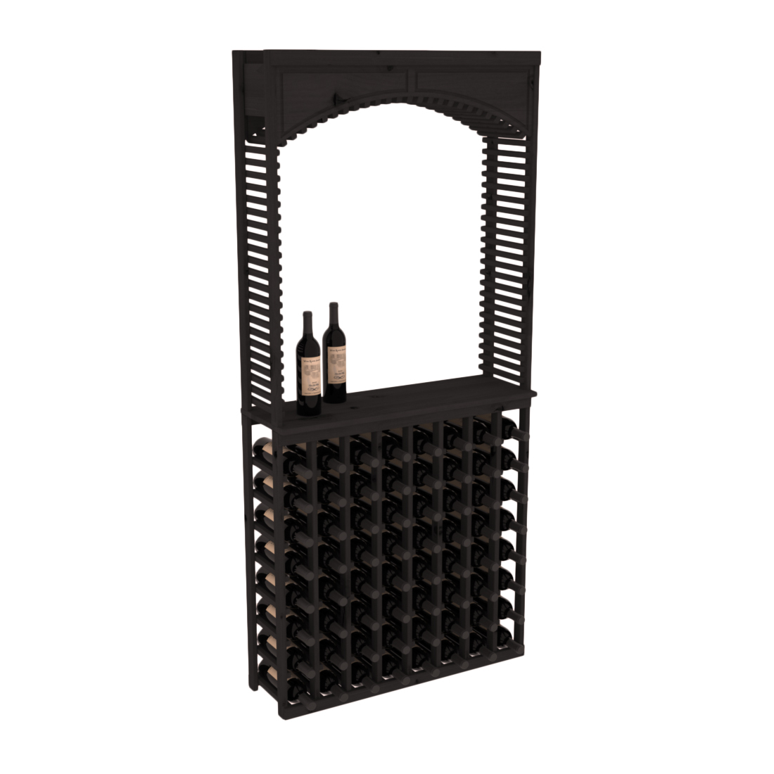 InstaCellar 35" Cellar Arch / Tasting Table / Solid Top Combo – Knotty Alder / Black stained