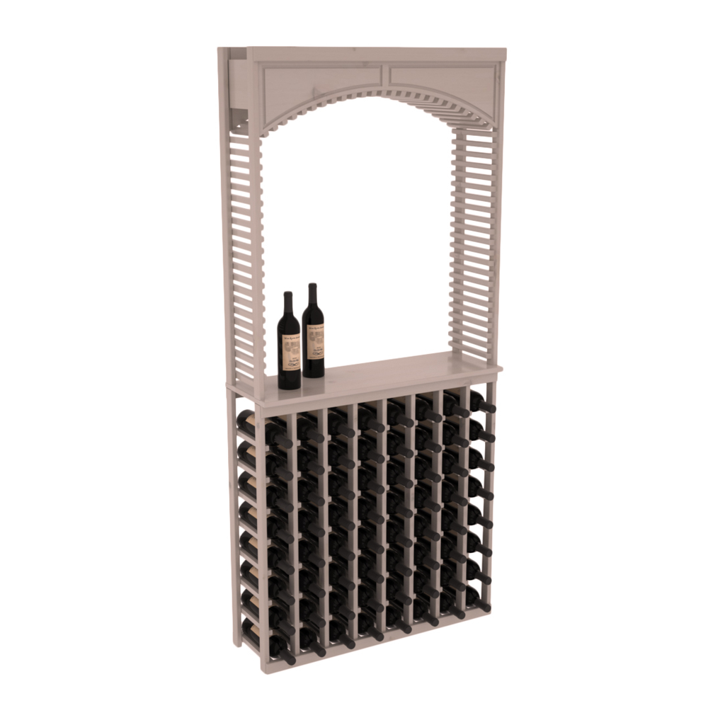InstaCellar 35" Cellar Arch / Tasting Table / Solid Top Combo – Knotty Alder / Greywash stained