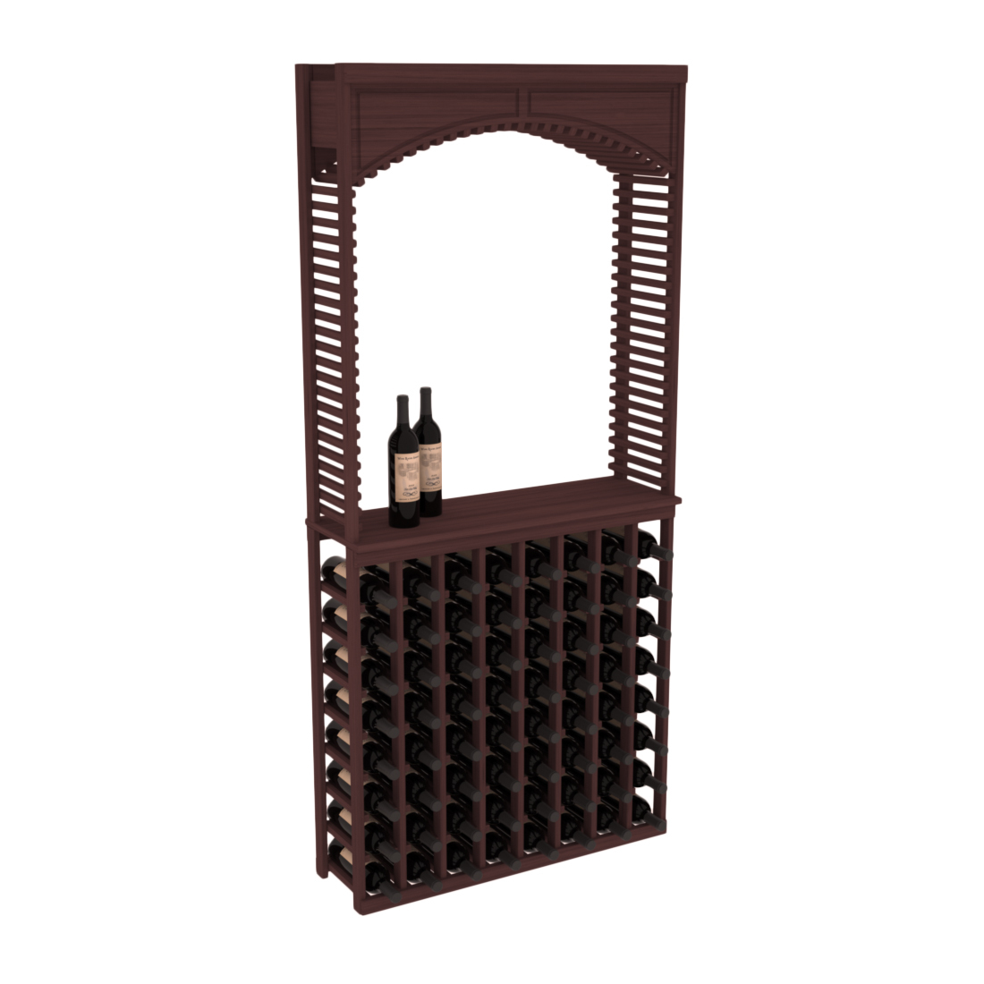 InstaCellar 35" Cellar Arch / Tasting Table / Solid Top Combo – Grand Mahogany / Walnut stained
