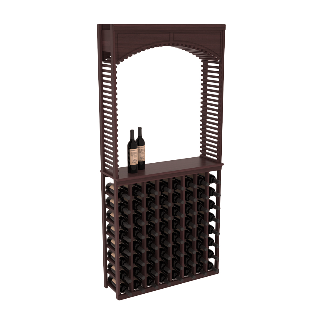 InstaCellar 35" Cellar Arch / Tasting Table / Solid Top Combo – Premium Redwood / Walnut stained