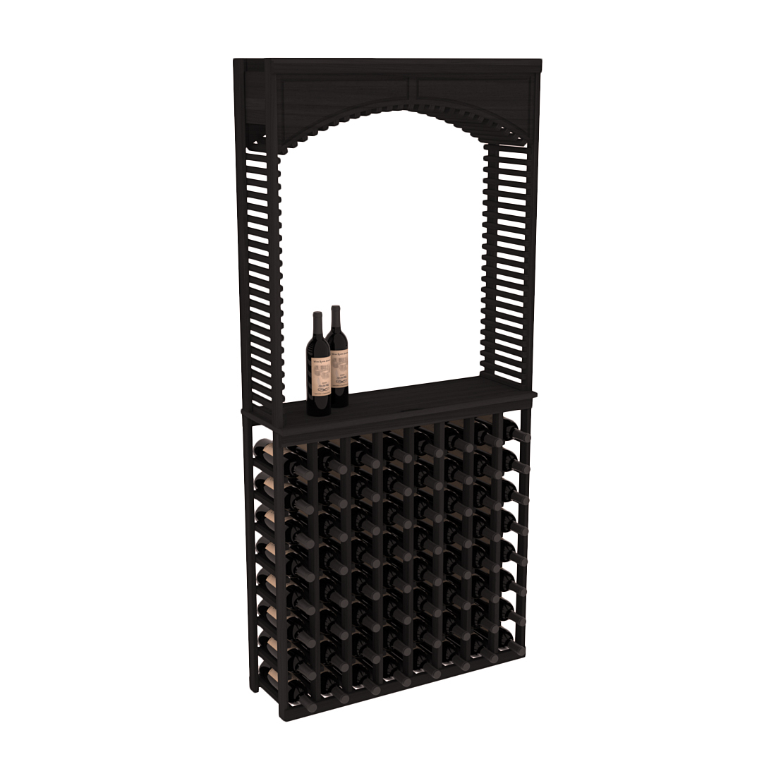 InstaCellar 35" Cellar Arch / Tasting Table / Solid Top Combo – Premium Redwood / Black stained