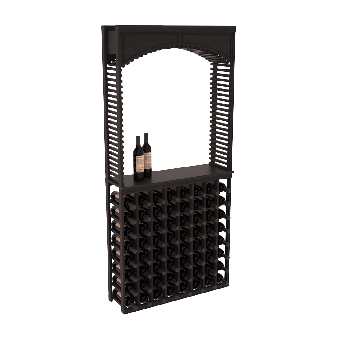 InstaCellar 35" Cellar Arch / Tasting Table / Solid Top Combo – Premium Redwood / Black stained