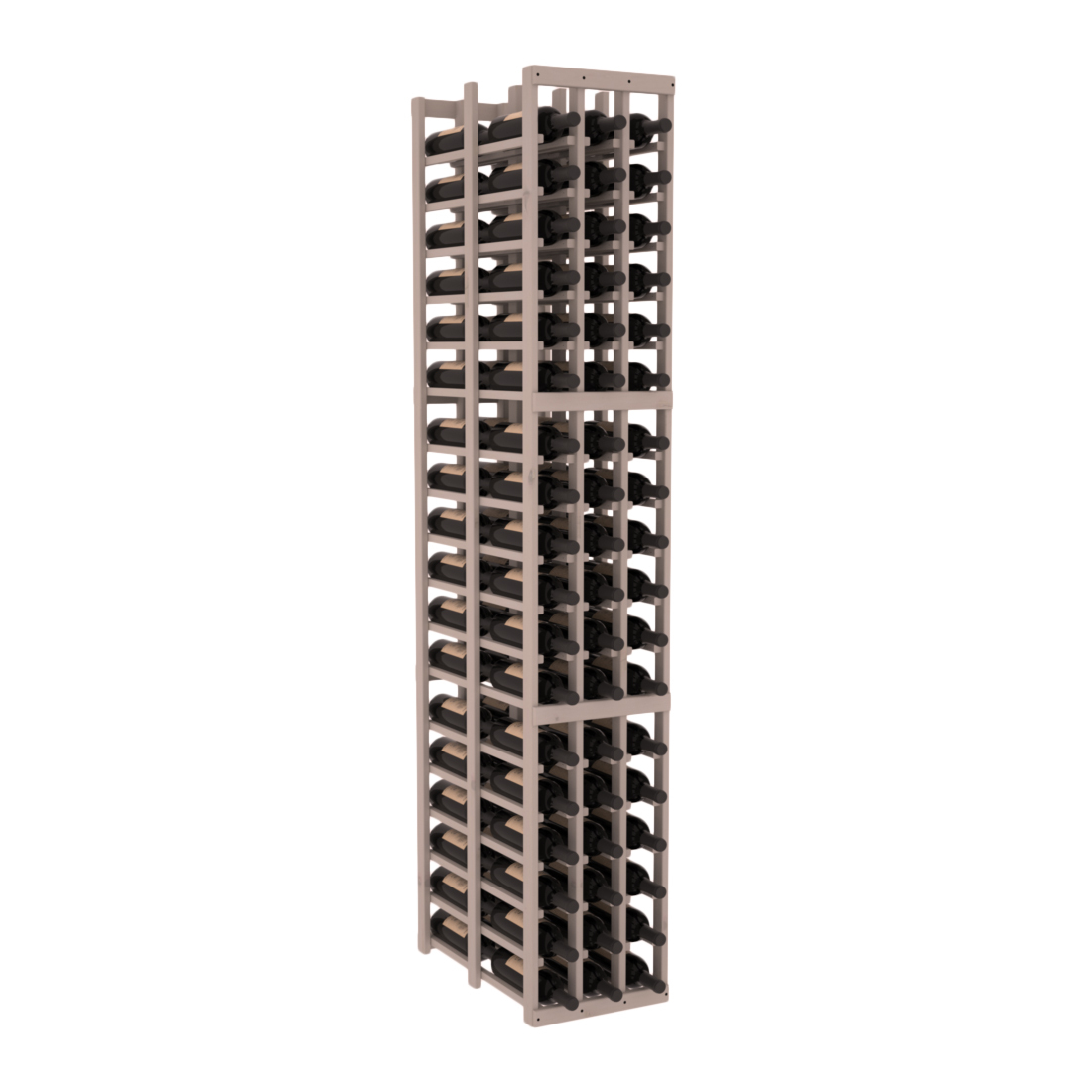InstaCellar 3 Column Double Deep Rack – Knotty Alder / Greywash stained