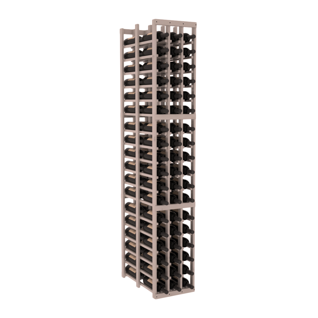 InstaCellar 3 Column Double Deep Rack – Knotty Alder / Greywash stained