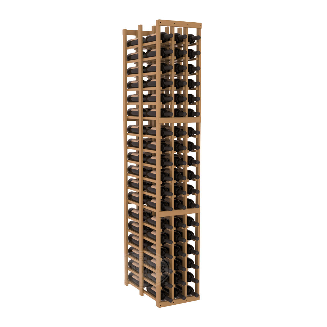 InstaCellar 3 Column Double Deep Rack – Ponderosa Pine / Oak stained