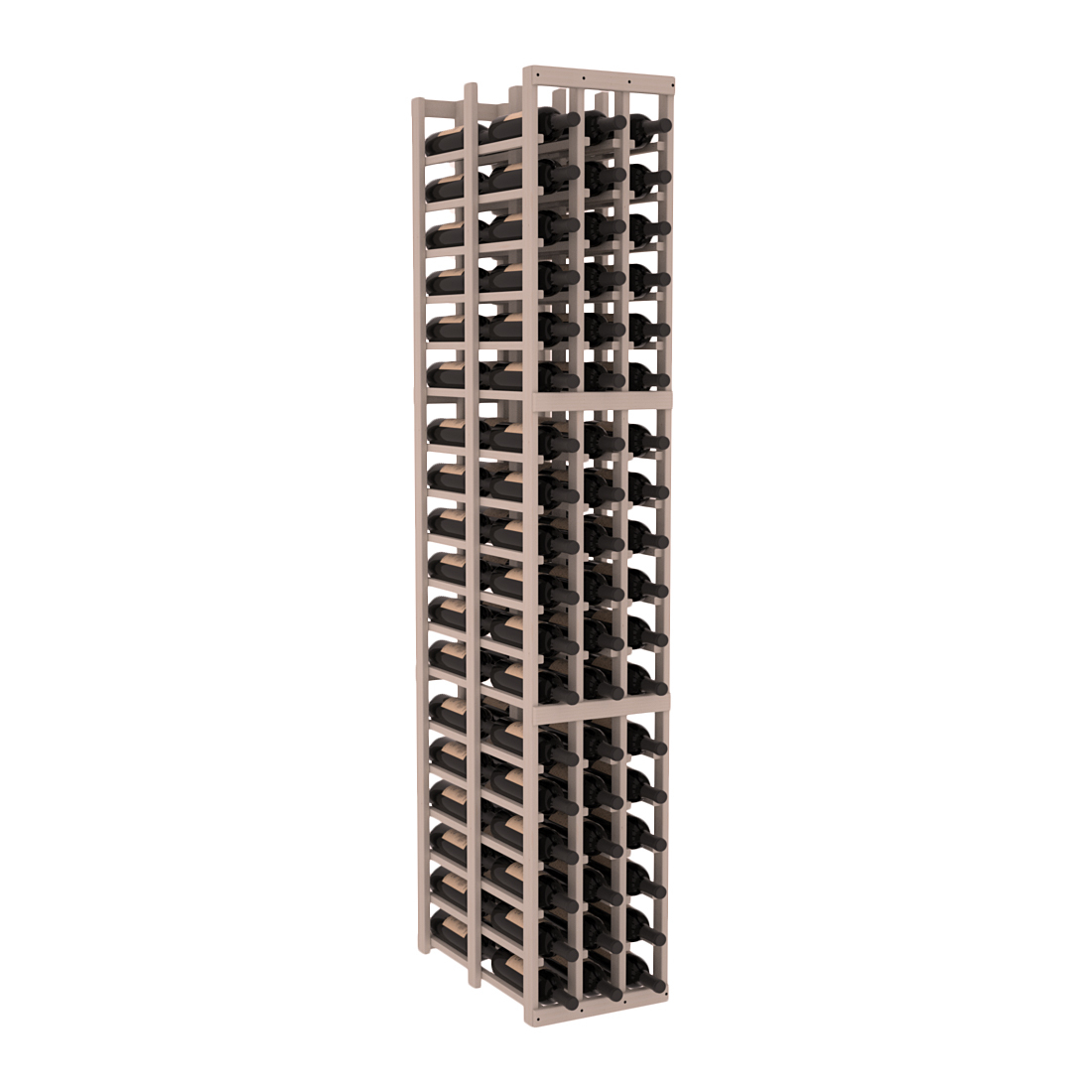 InstaCellar 3 Column Double Deep Rack – Ponderosa Pine / Greywash stained