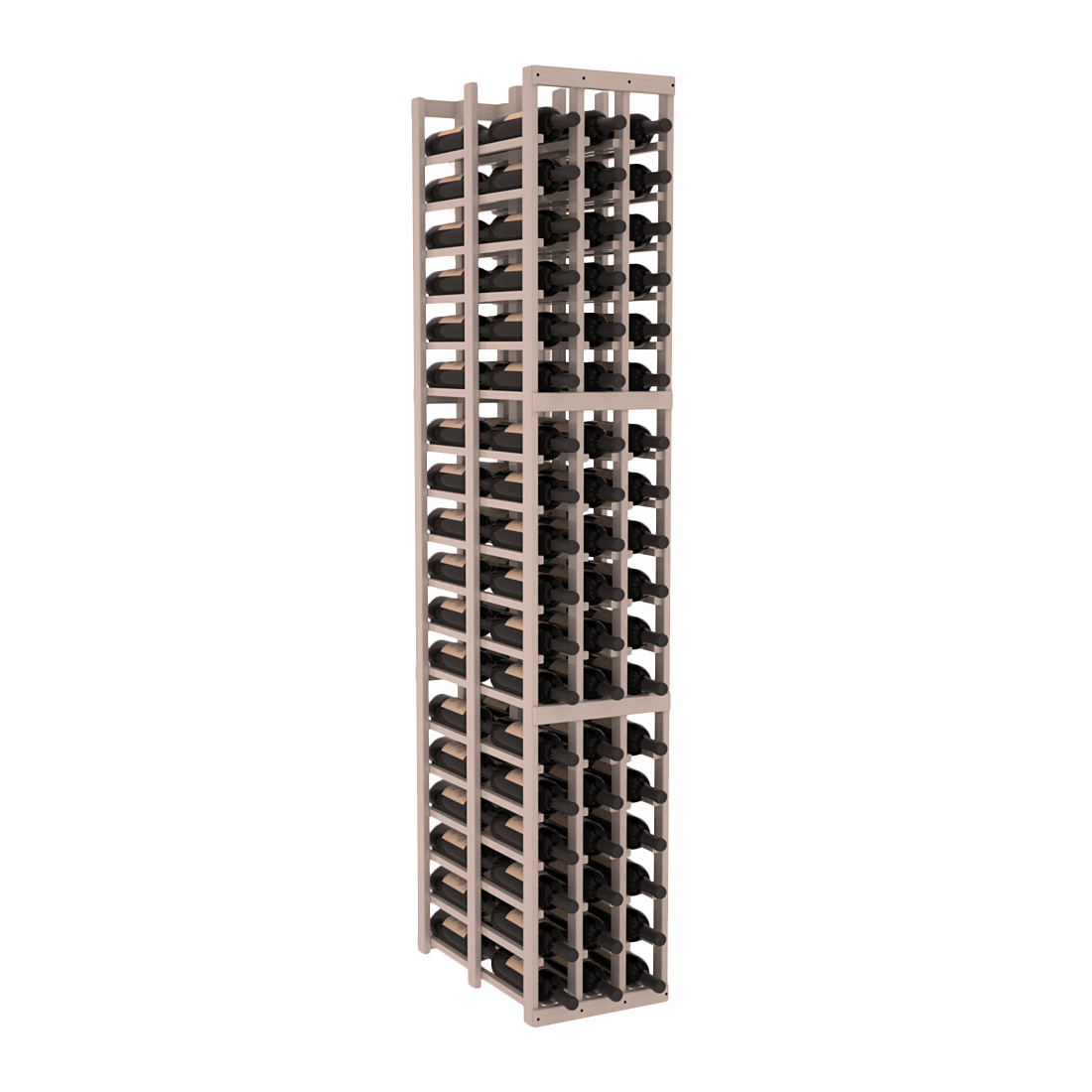 InstaCellar 3 Column Double Deep Rack – Ponderosa Pine / Greywash stained