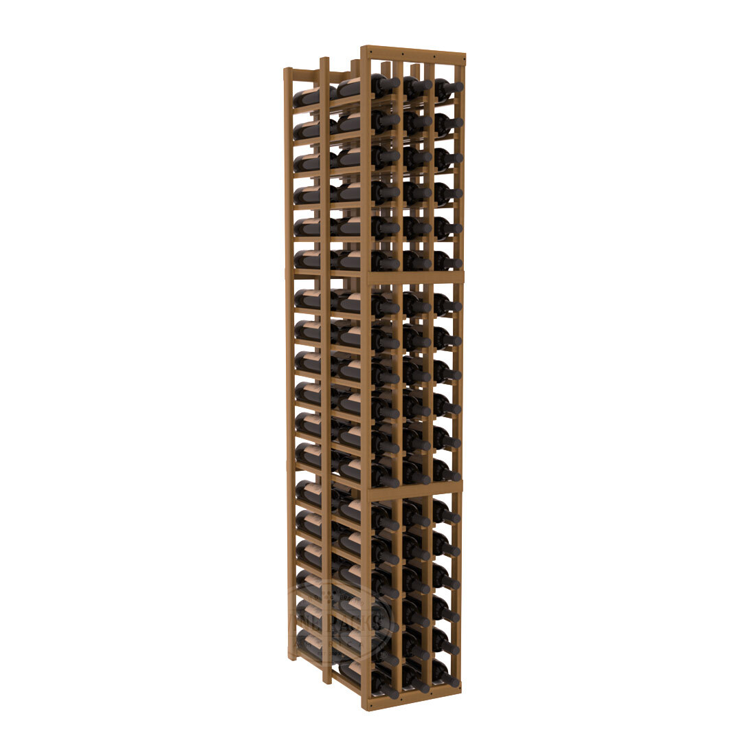 InstaCellar 3 Column Double Deep Rack – Premium Redwood / Oak stained