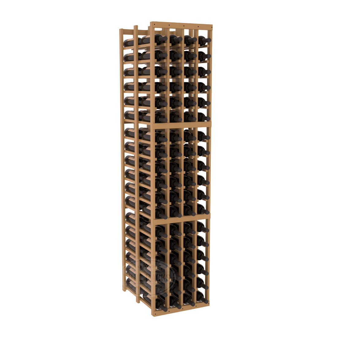 InstaCellar 4 Column Double Deep Rack – Ponderosa Pine / Oak stained