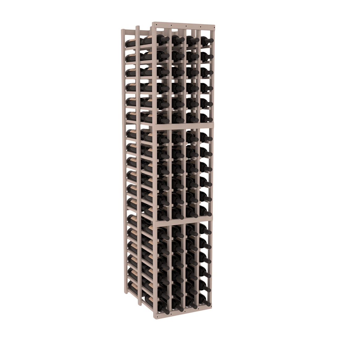 InstaCellar 4 Column Double Deep Rack – Ponderosa Pine / Greywash stained