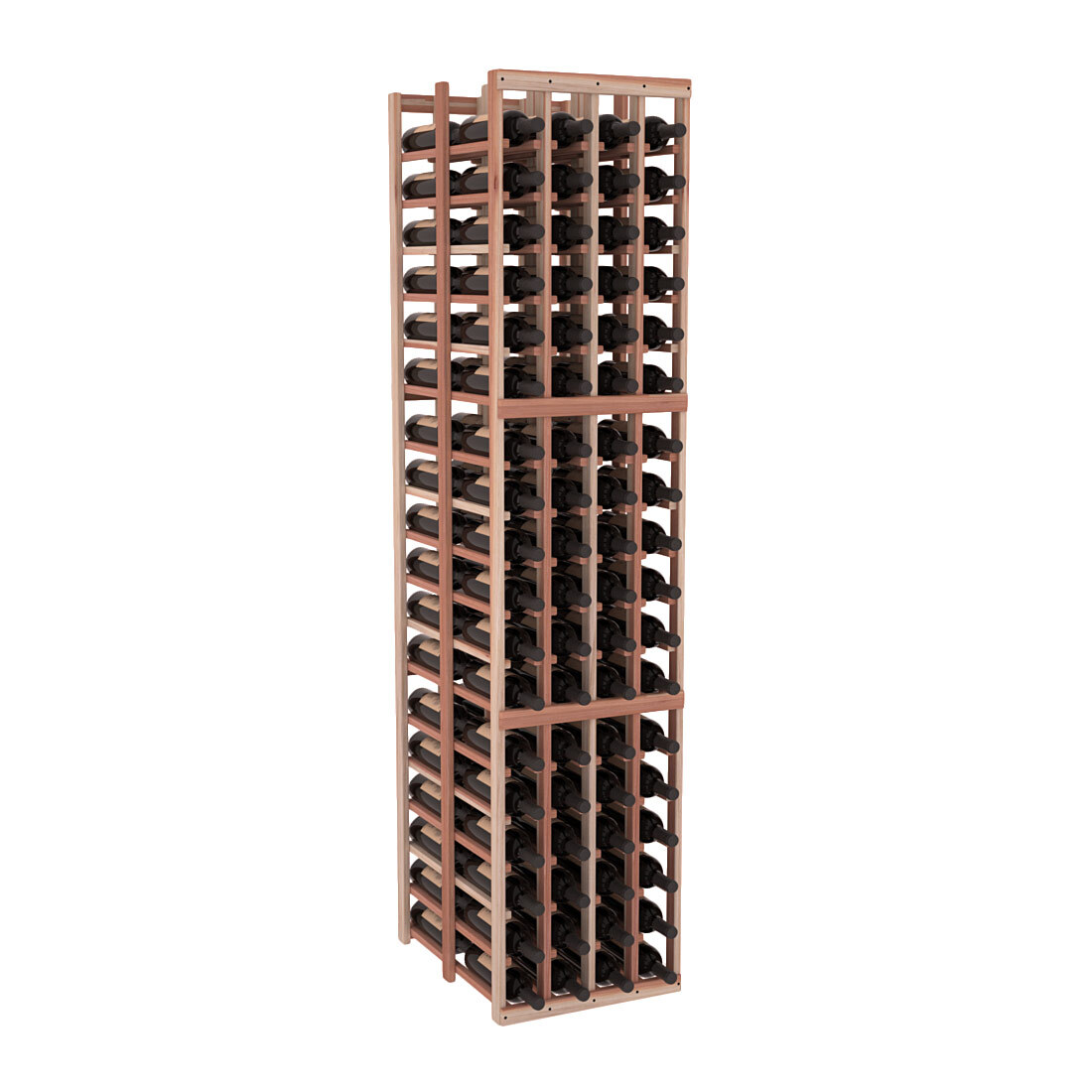 InstaCellar 4 Column Double Deep Rack – Premium Redwood / Unstained