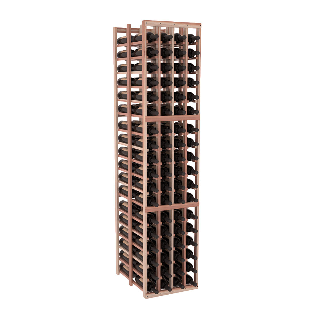 InstaCellar 4 Column Double Deep Rack – Premium Redwood / Unstained