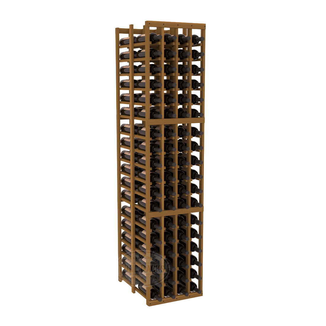 InstaCellar 4 Column Double Deep Rack – Premium Redwood / Oak stained