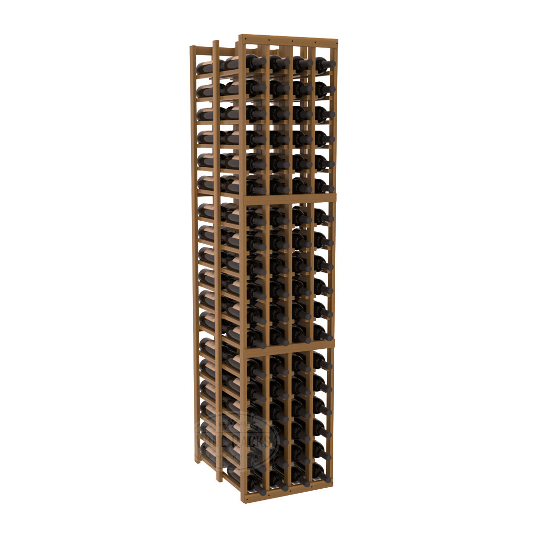 InstaCellar 4 Column Double Deep Rack – Premium Redwood / Oak stained