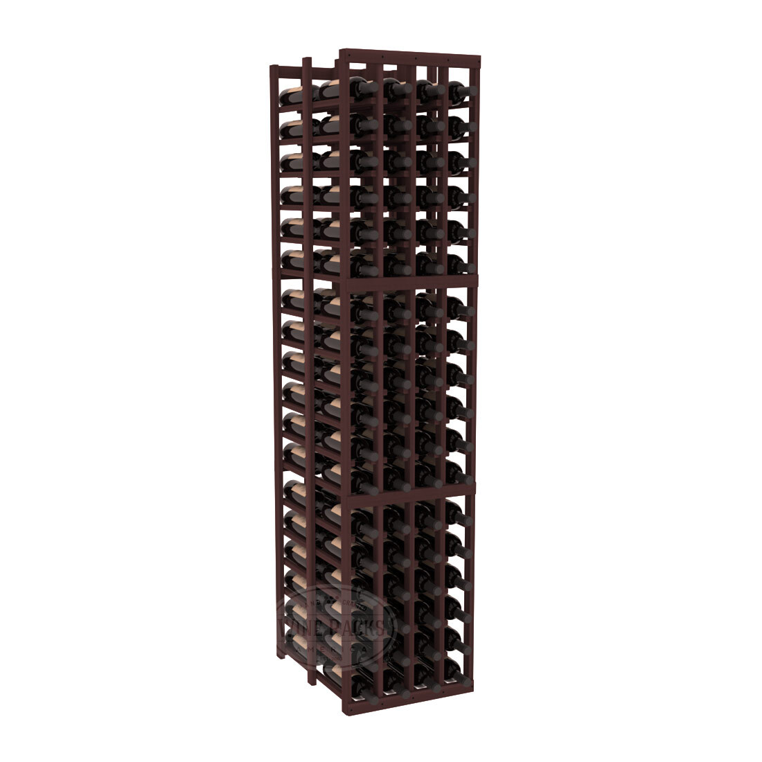 InstaCellar 4 Column Double Deep Rack – Premium Redwood / Walnut stained
