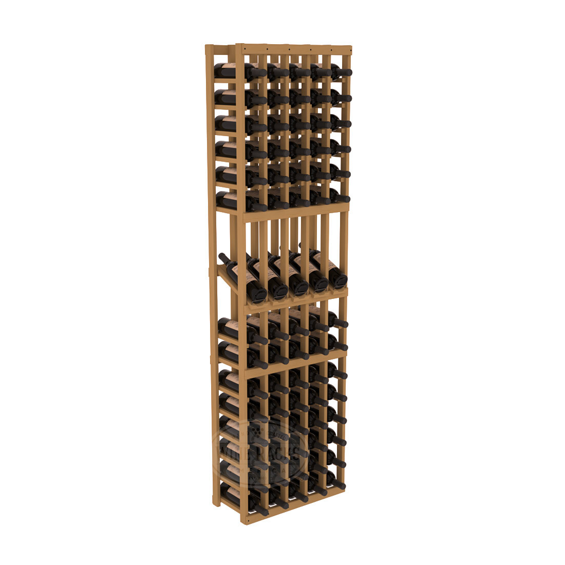 InstaCellar 5 Column Display Row Rack – Ponderosa Pine / Oak stained
