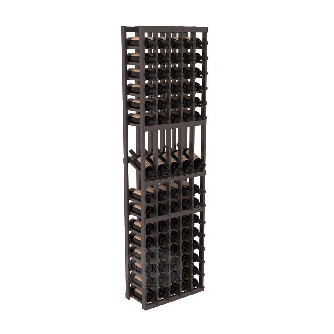 InstaCellar 5 Column Display Row Rack – Ponderosa Pine / Black stained