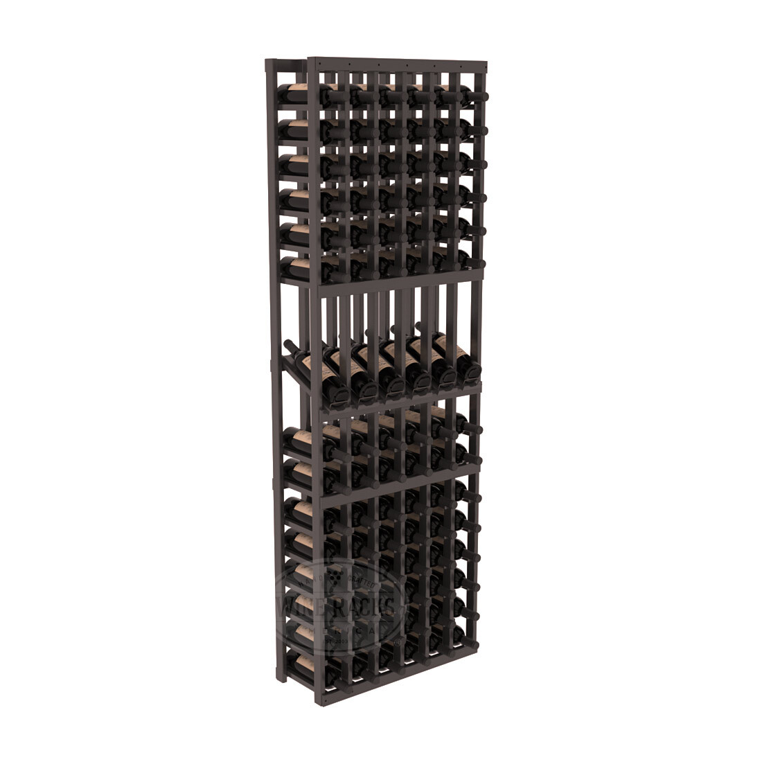 InstaCellar 6 Column Display Row Rack – Ponderosa Pine / Black stained