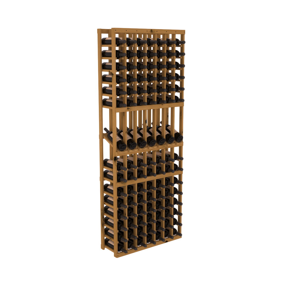 InstaCellar 7 Column Display Row Rack – Knotty Alder / Oak stained