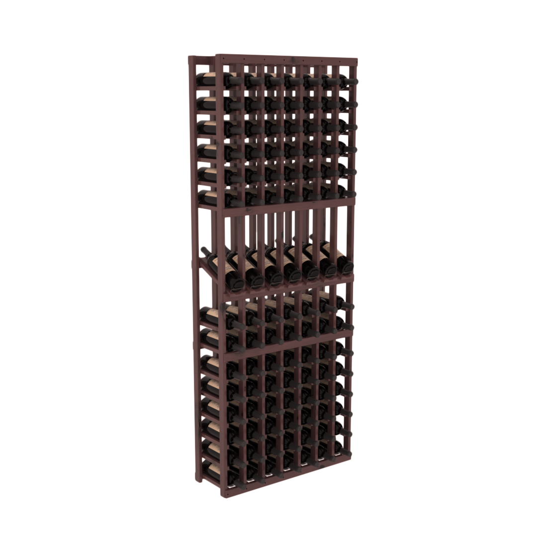 InstaCellar 7 Column Display Row Rack – Knotty Alder / Walnut stained