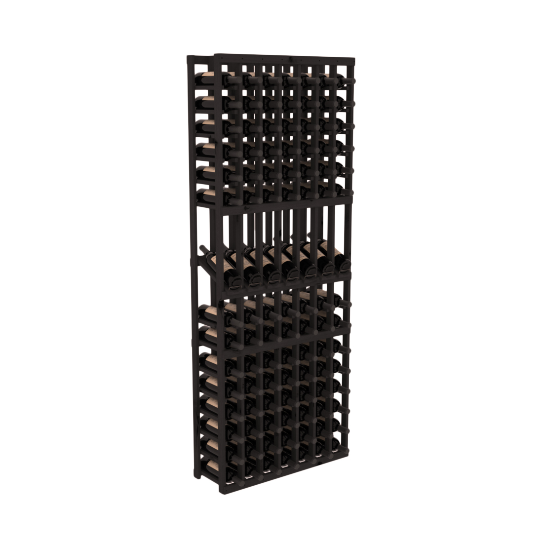 InstaCellar 7 Column Display Row Rack – Knotty Alder / Black stained