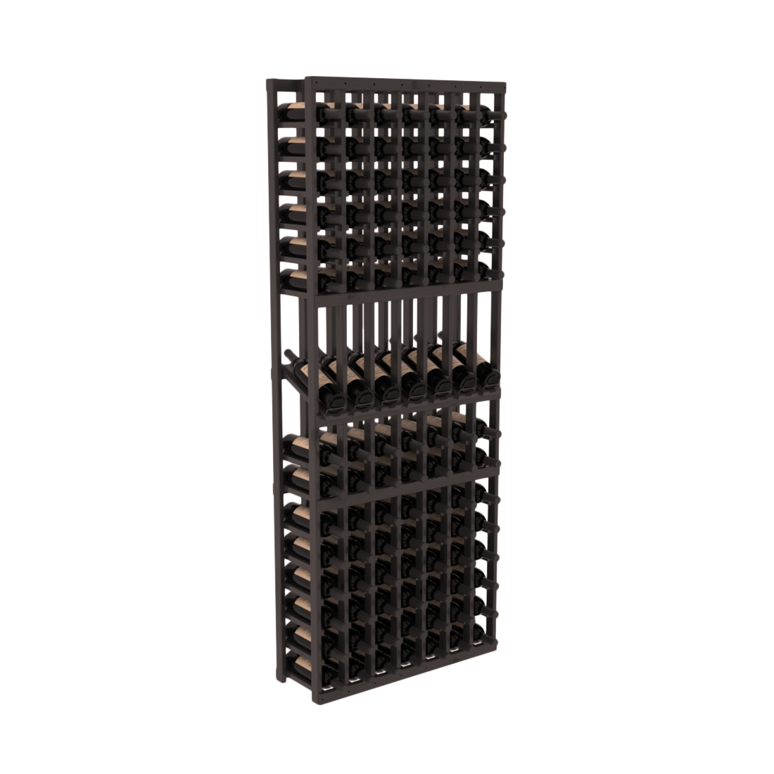 InstaCellar 7 Column Display Row Rack – Knotty Alder / Black stained