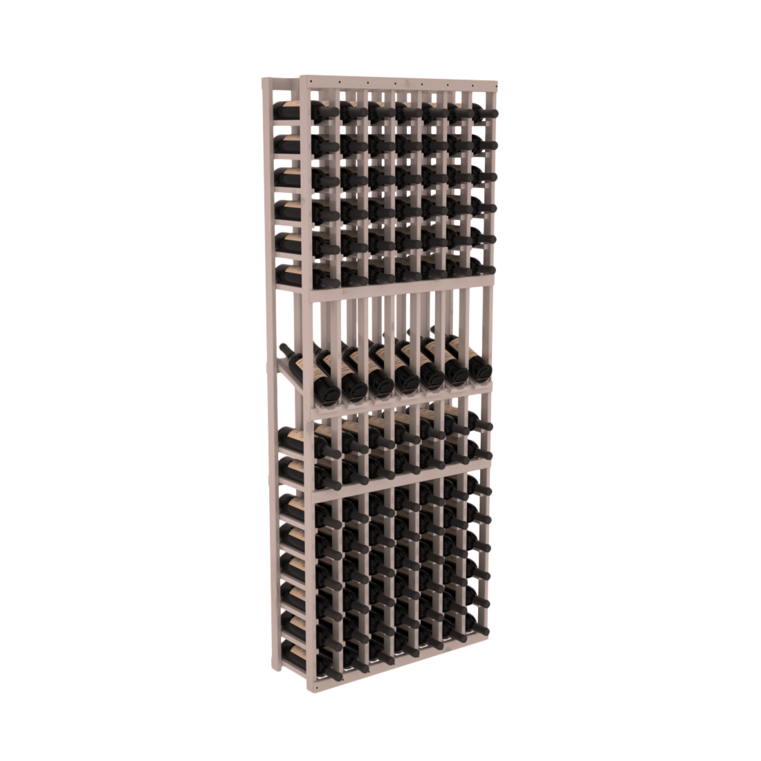 InstaCellar 7 Column Display Row Rack – Knotty Alder / Greywash stained