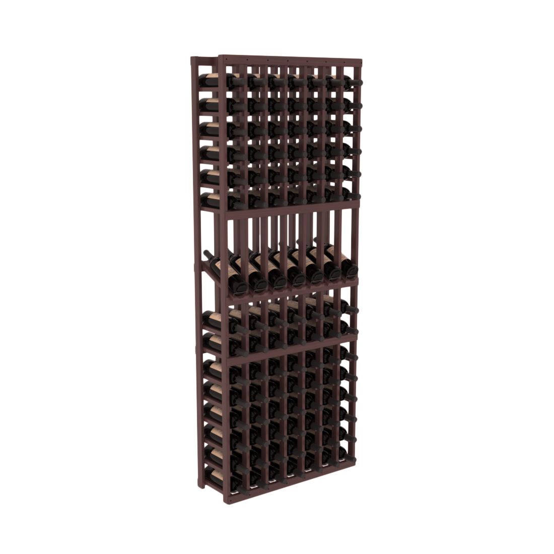 InstaCellar 7 Column Display Row Rack – Grand Mahogany / Walnut stained